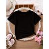 European Size Childrens Crew-neck Short-sleeved T-shirt with Bowknot Pattern Print