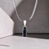 Vnox Men's Stainless Steel Flat Cuban Chain Adjustable Necklace with Square Black Zircon Pendant, Hip Hop Jewelry Gift for Him