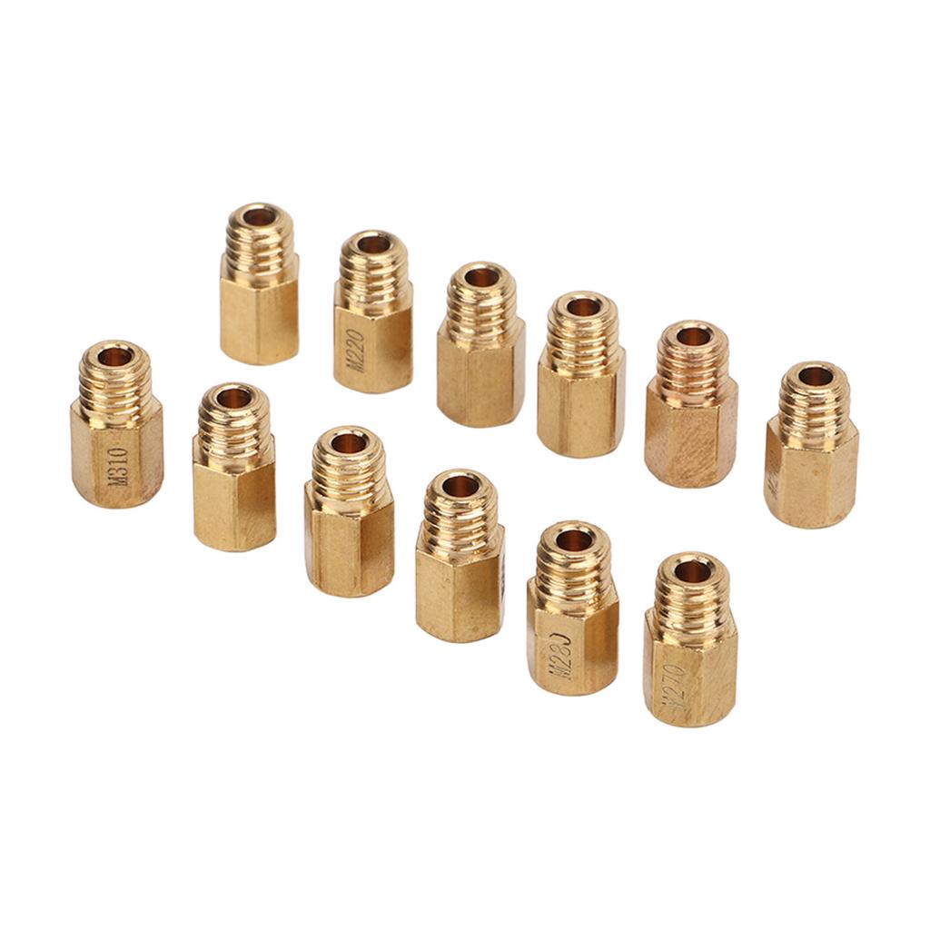 12PcsSet Hex Type Brass Main Jet Carburetor Main Nozzle Kit Replacement for Mikuni VM TM TMX