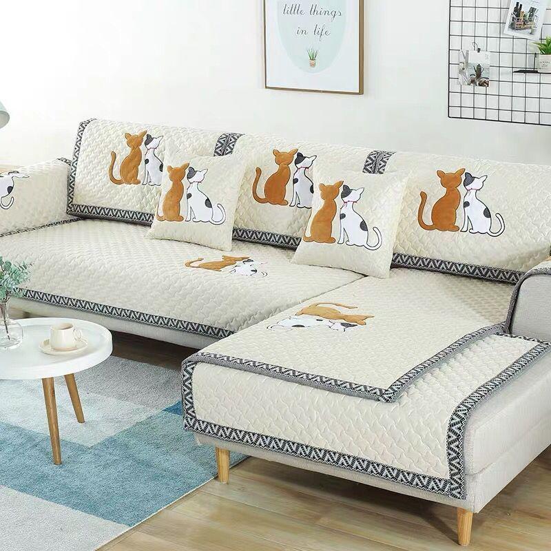 

Нескользящая зимняя простота из ткани с мультяшным котом, современный универсальный универсальный чехол на четыре сезона, полный пакет, чехол для дивана 70*70