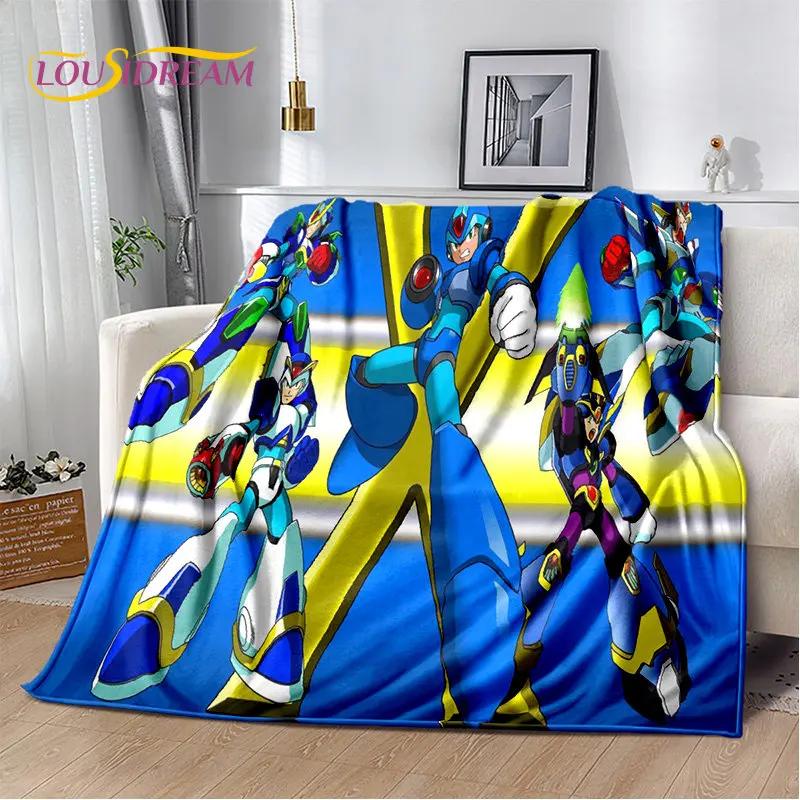Rockman Megaman Game Cartoon Soft Plush Blanket,Flannel Blanket Throw Blanket for Living Room Bedroom Bed Sofa Picnic Cover Kids