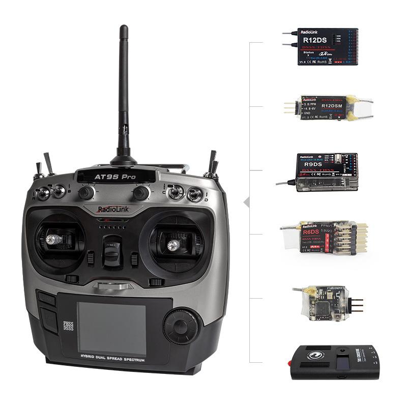 RadioLink AT9S PRO Remote Control 2.4G 10/12CH  DSSS FHSS Transmitter with R9DS Receiver for RC Model Airplane Drones