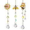 Hanging Crystal Suncatcher Bee Daisy Honeycomb Ornament Crystal Prism Rainbow Maker Window Garden Decorative Holiday Present