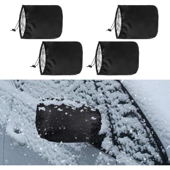 2PCS Car Side Mirror Covers - Waterproof Snow Mirror Cover Protects from Ice Snow Frost Dew Rain Bird Poop - Silver Coated Rearview Protection Cover