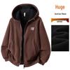 Jaqueta Masculina de Inverno 2025 com Capuz Sherpa: Espesso, Quente, Manga Longa, Tamanho Plus, Versátil da Moda, Roupa Casual