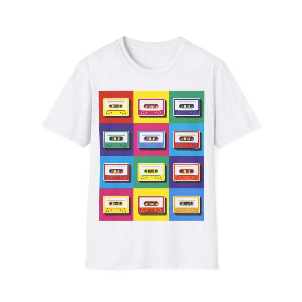 Pop-Art Cassette Tape T-Shirt, 90s Music Graphic Tee, Music Lover Top