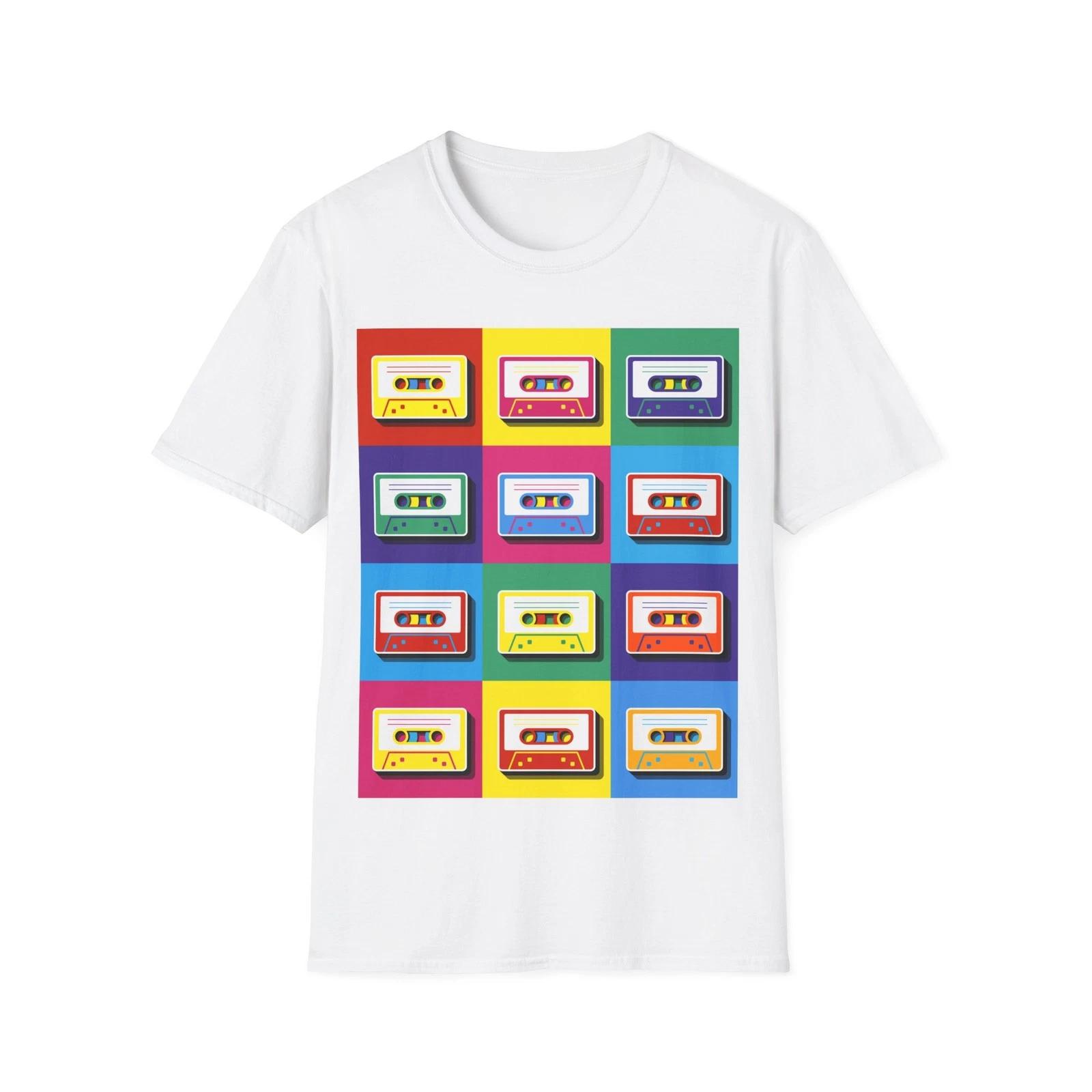 Pop-Art Cassette Tape T-Shirt, 90s Music Graphic Tee, Music Lover Top XL