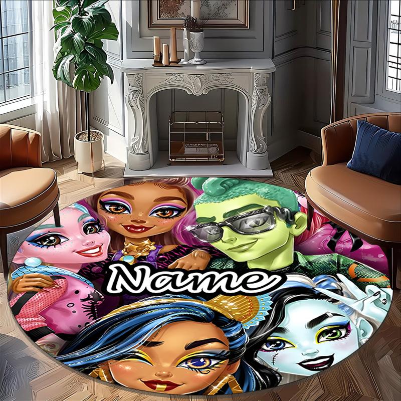 Customizable Monster High Draculaura1 Round Non-Slip Carpet - Ideal for Garden, Picnic, Office, Perfect for Decoration, Suitable For All Seasons
