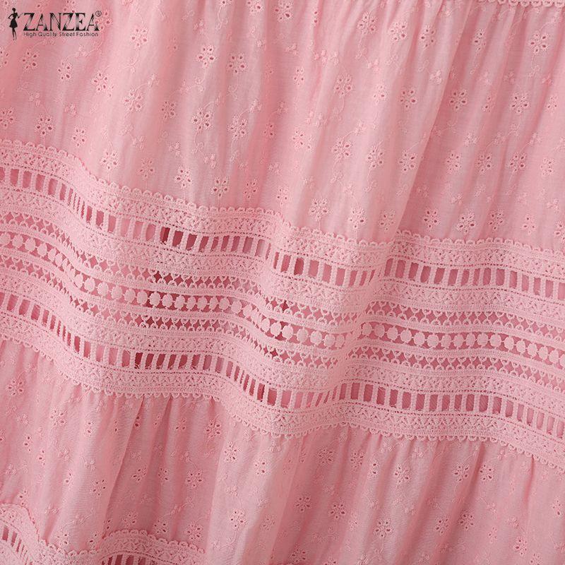 ZANZEA Women Summer Fashion Lace Crochet Patchwork Casual Long Skirts