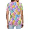 Women's T Shirt Print Button Short Sleeve Daily Weekend Fashion Basic V- Neck Regular Top