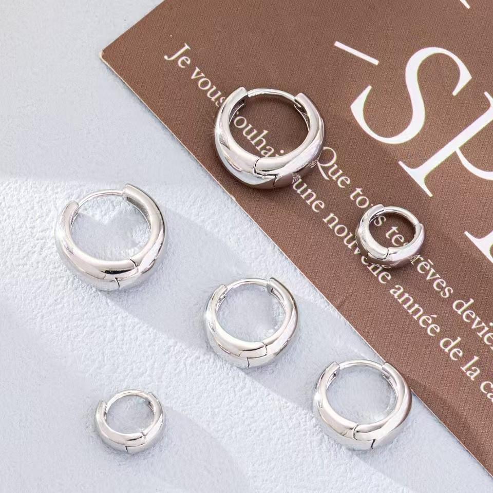 Orecchini a clip in rame color argento placcato oro 14k a forma di cerchio - Orecchini di alta qualità