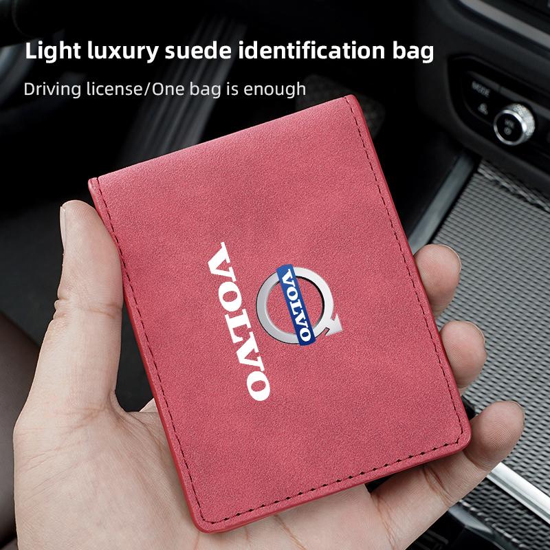 Car Driver License Suede Leather Bag Auto Driving Documents Wallet For Volvo Xc60 Xc90 V40 V60 S60 V50 V90 S80 C40 XC40 V70 XC70