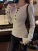 Design-Forward Slim-Fit Open-Neck Long-Sleeved Base Shirt - Spring New Arrival