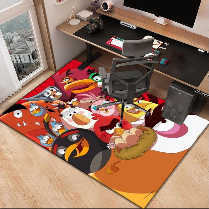 Red Birds Characters Collage Office Rug Chair Mat, Game Carpet, Suitable for Front Door, Bedroom, Living Room, Desk, Holiday Gift