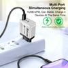 Universal Power Adapter: Compatible with UK, EU, US, AU Standards, 1 USB & 2 PD Ports.