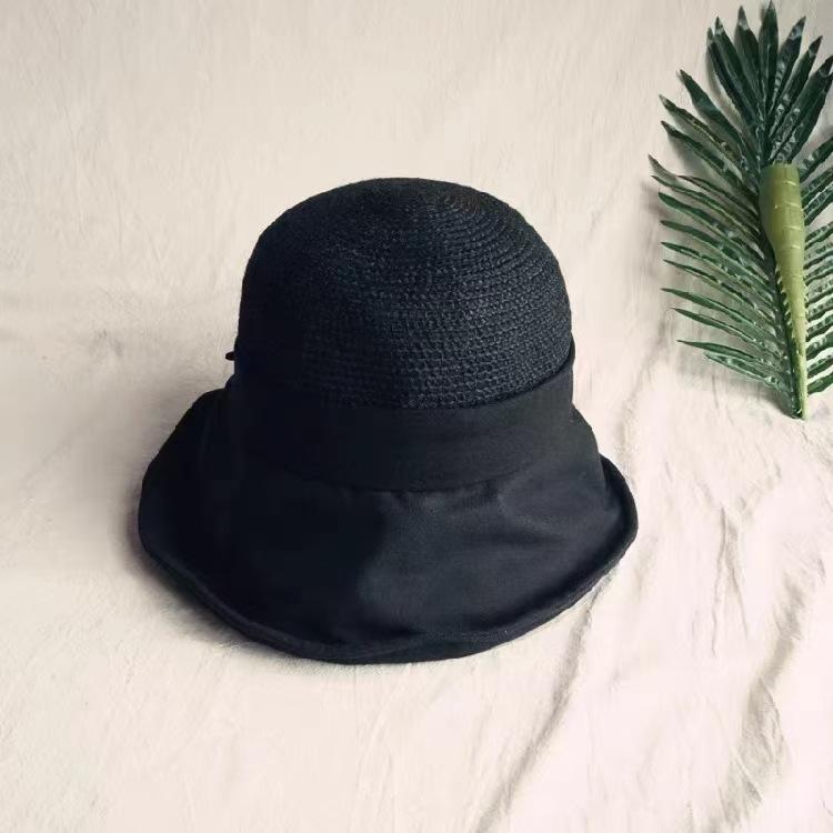 Cotton And Linen Bucket Hat Japanese Japanese Linen Bow French Elegant Retro Beach Folding Straw Hat