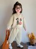 Girls' 2025 Autumn Cartoon Two-Piece Set - Long Sleeve Top & Pants