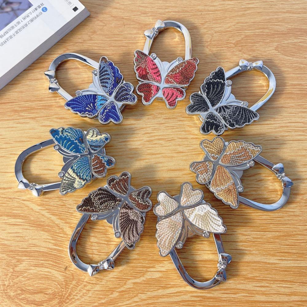 Portable Butterfly Desk Side Hook Foldable Space Saving Purse Hanger Heavy Duty Desktop Decorative Bag Hook Home Office Desk Use