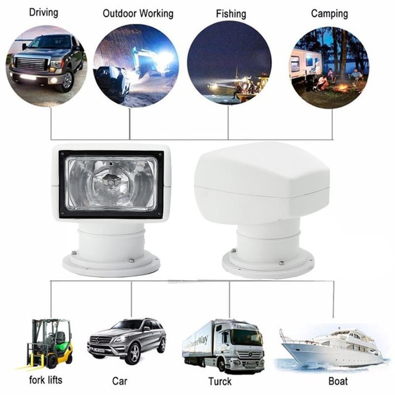 LED Searchlight 12V 100W Remote control 360 degree Rotate Spotlight For Truck Off road SUV Boat Marine Driving Light 1Pcs