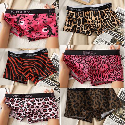 Leopard Print Underwear Men Loose Boxer Cotton Man Penis Breathable Mens Boxers Caual Briefs