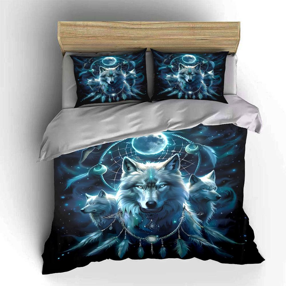 Wolves, Moon, Feathers, Dreamcatcher. Bedding Sets Duvet Cover Sets Duvet Covers Pillowcases(1 * Duvet Cover 2 * Pillowcases Without Duvet Insert)