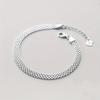 Silver Plated Embossed Grid Flat Watch Chain Bracelet Women's Fashion Accessories