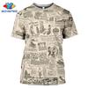 Staré noviny Trička 3D tisk Muži Ženy Ležérní Móda Hip Hop Legrační Krátký rukáv Streetwear Vintage topy Košile