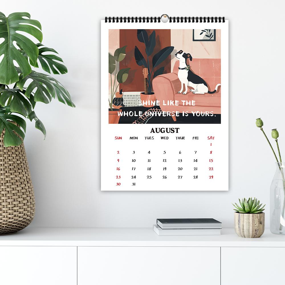 1 st Tecknad hundkalender - Tema husdjurshund, 12 olika designs, väggkalender, födelsedag, jul, nyårsgåva