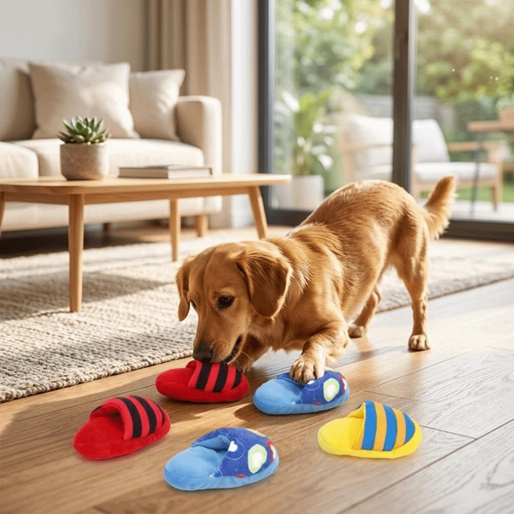 3PCS Long Lasting Plush Squeaky Toy Colorful Stripe Interactive Dog Toy Boredom Relief