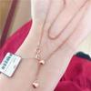 Rose Gold Peach Heart Women's Clavicle Necklace - Simple, Fashionable Chopin Chain Style