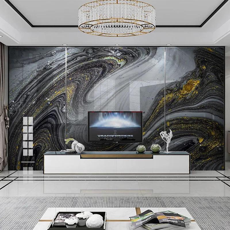 Mural Modern Black Abstract Marble Wall Paper Living Room Tv Sofa Background Wall Decor 3d Wallpaper