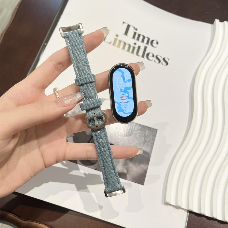 

Ремешок для браслета Xiaomi Mi Band 9, модный сменный браслет Miband 8 NFC Correa Mi Band 8, холщовые ремешки xiaomi band 9/8 светло-синий