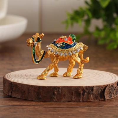 Camel Figurine Enameled Jewelry Box Case Multipurpose Alloy Art Decor Trinket Treasure