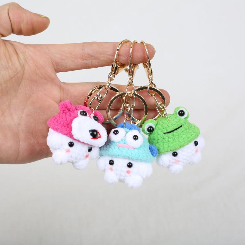 Creative Cute Small Animal Knitting Keychain Pendant Car Bag Decoration Funny Handmade Crochet Doll Ornaments Girls Gifts