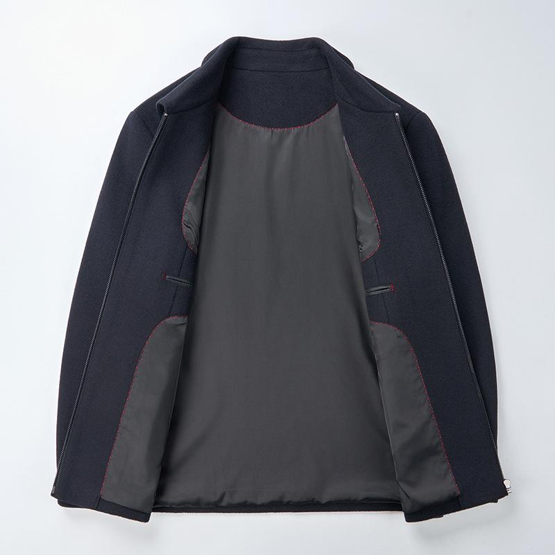 Φθινοπωρινό και χειμερινό 100% μάλλινο μπουφάν ανδρικό μεσήλικων και ηλικιωμένων casual κοντό παλτό πατρικό ρούχο παλτό με πέτο δημοσίου υπαλλήλου