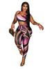 Color Block Print Women's Fashion Vest and Long Pants Set