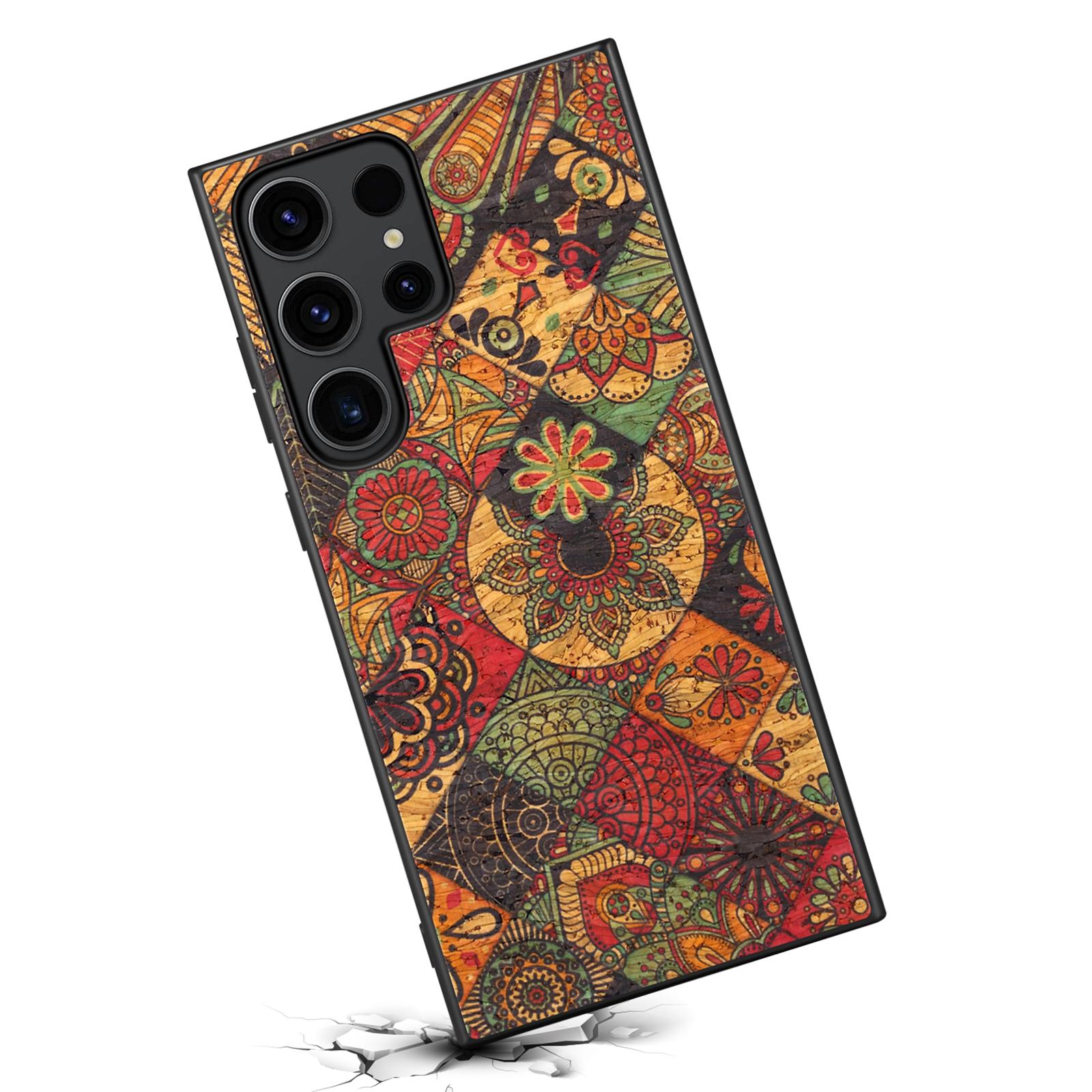 

For Samsung Galaxy S25 Ultra Case Flower Print PU Leather+PC+TPU Phone Cover Autumn/Yellow