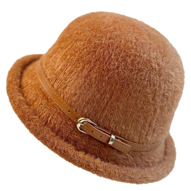 New Belt Buckle 100% Wool Women'S Hat, Small Brim Bucket Hat & Cloche Cap, Japanese Style Flattering Winter Hat