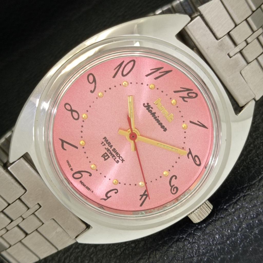

USED HMT INDIAN MENS HAND-WINDING PINK COLOR DIAL WATCH a433003-2 R114-a433003