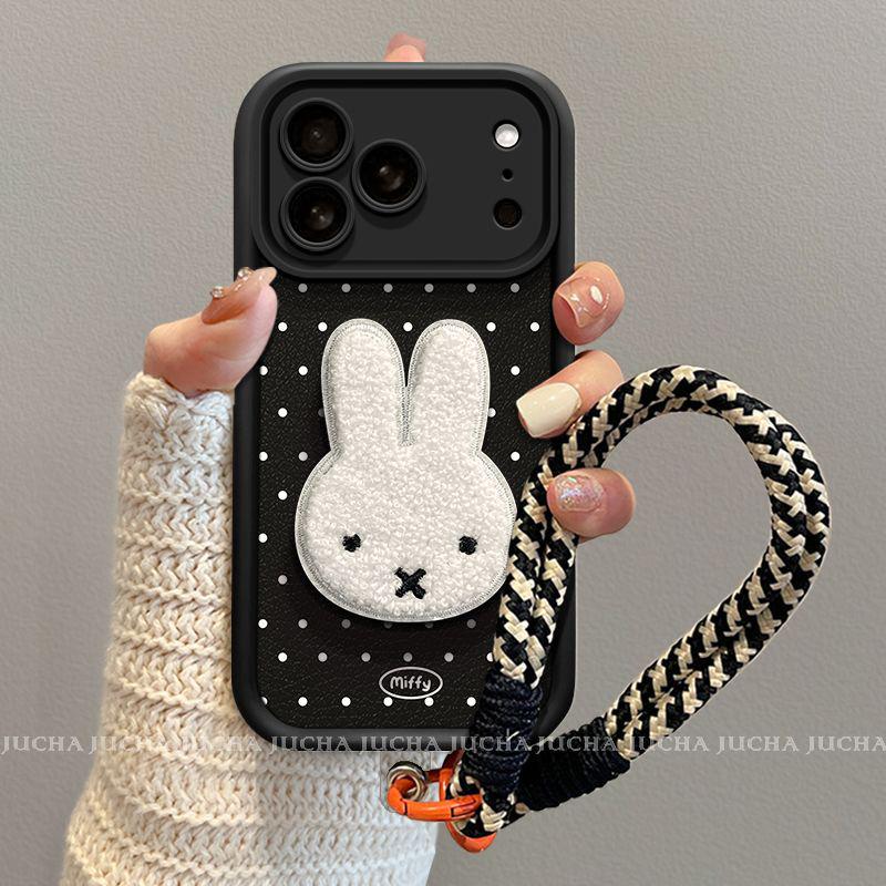 Miffy Rabbit Polka Dot Phone Case: Compatible with iPhone 15, 16 Pro Max, 17. Features a high-end, simple design.
