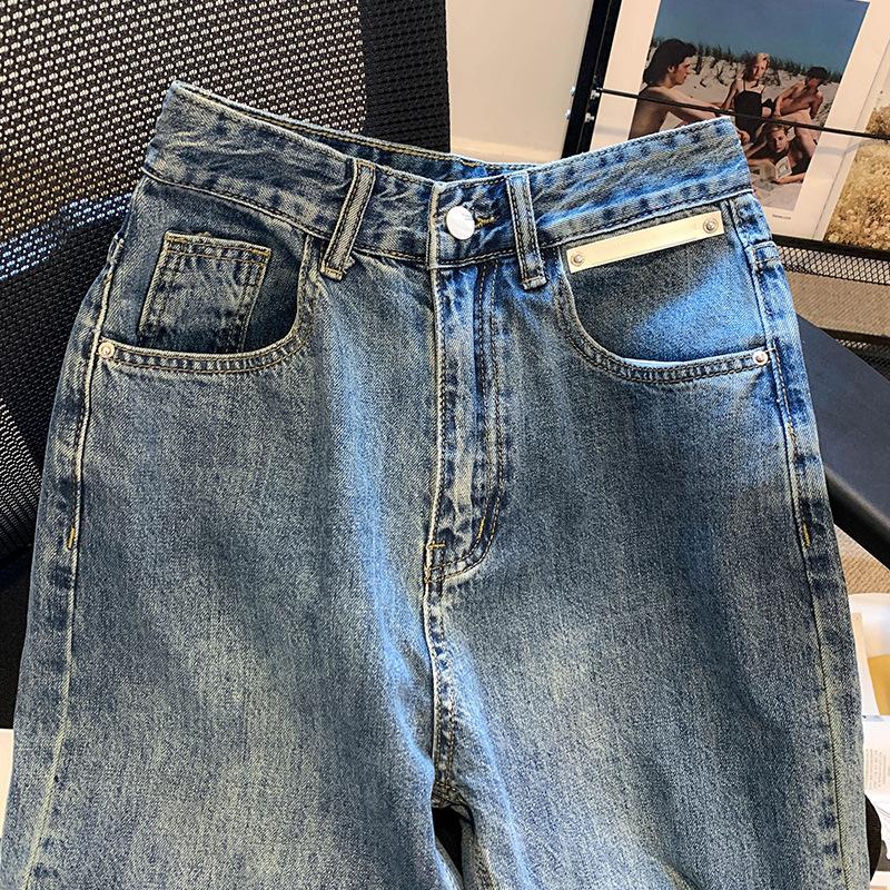 Denim Trousers Vintage Wide Leg Pants Women Korean Straight Long Pants High Waist Casual Loose Autumn
