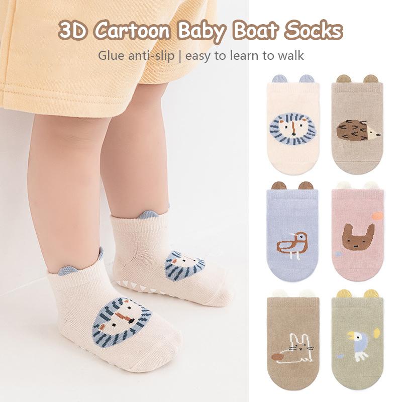 6Pairs Baby's Non-slip Floor Socks Cute Cartoon Sock For Toddler Kids Boys Girl Indoor Activities Learn To Walk Ankle Socks