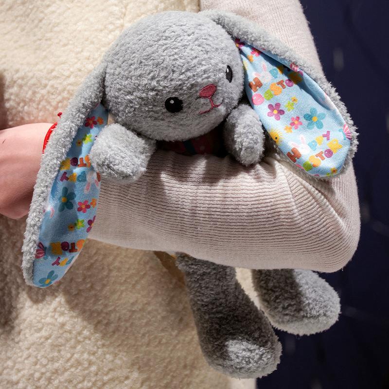 30Cm Stripe Soft Lop Plush Toy Stuffed White Grey Brown Kawaii Rabbit Plushie Cartoon Animal Sleeping Companion Girlfriend Gift