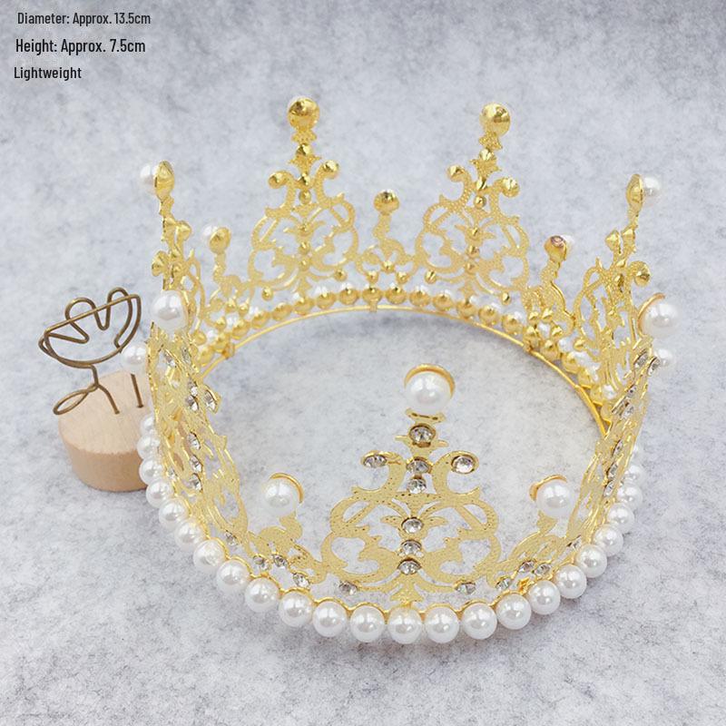 Queen Crown Cake Decoration with Lace, Pearls, and Baby's Breath for Birthdays