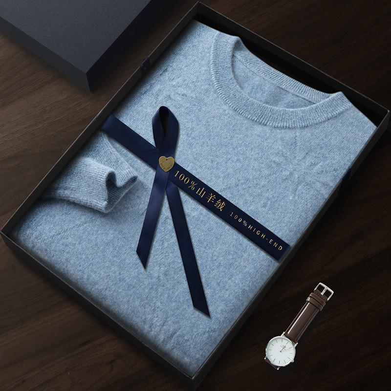 

Мужской свитер из 100% чистого кашемира класса люкс с круглым вырезом - Осенне-зимний трикотаж L