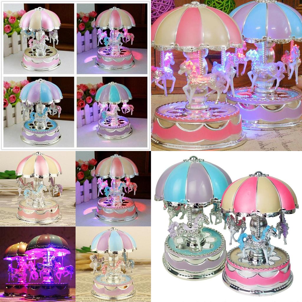 Mesmerizing Vintage Horse Carousel Music Box With Unique Light Show For Kids