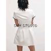 Women's Spring Clothing French Style Preppy Style Lapel Short Sleeve Wavy Style Wide Hem Rib Short Dress 4661306