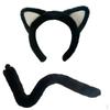 Adult & Kids Animal Ear Headband Tail Set for Halloween Costume Party Large Black and