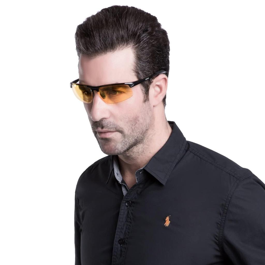 SOXICK Night Driving Polarized Sports Day and Night Yellow UV400 Drop Ultra Lightweight Men's Sunglasses, Sunglasses, Glasses, Use, Lenses,