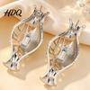 Statement Silver Jewelry for Women 1 Pair Flower Vase Earrings Women Retro Metal Hollow Shape Cool Atmospheric Earrings DIY Bouquets Floral